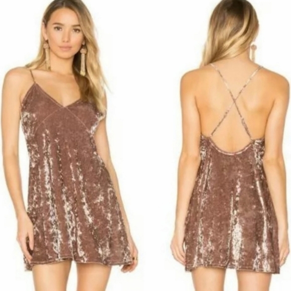 Privacy Please Raymore Crushed Velvet Mini Slip Dress - Picture 1 of 9